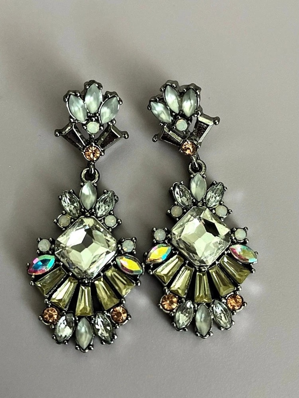 Statement Crystal Drop Earrings Like New